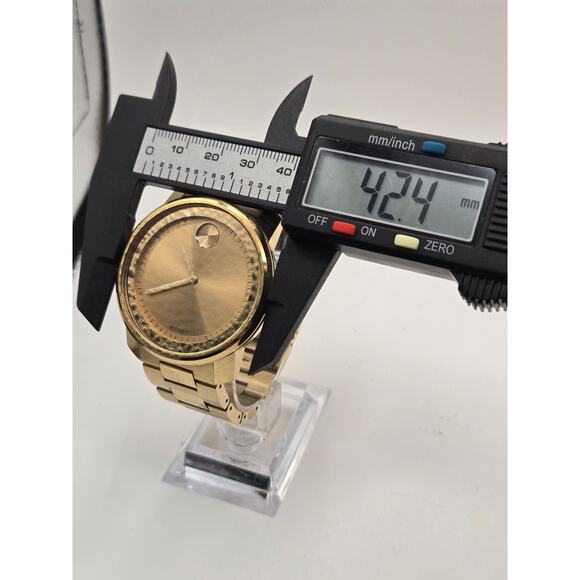 Movado Bold Gold Watch 42.5mm Stainless Steel Link Bracelet 